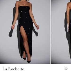 Black Embellished Strapless Evening Dress